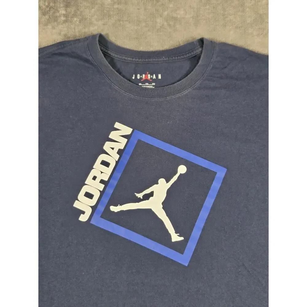 Jordan Size XXL Graphic Men's T-Shirt Blue Air Jordan Logo 100% Cotton C9